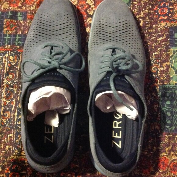 Cole Haan Men's 2.ZeroGrand Blue Suede Wingtip Oxford Shoes - 11.5M - New in Box - Picture 6 of 9